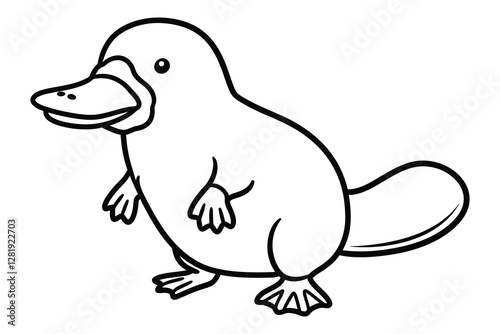 Line art Cute Platypus silhouette vector design Clipart.