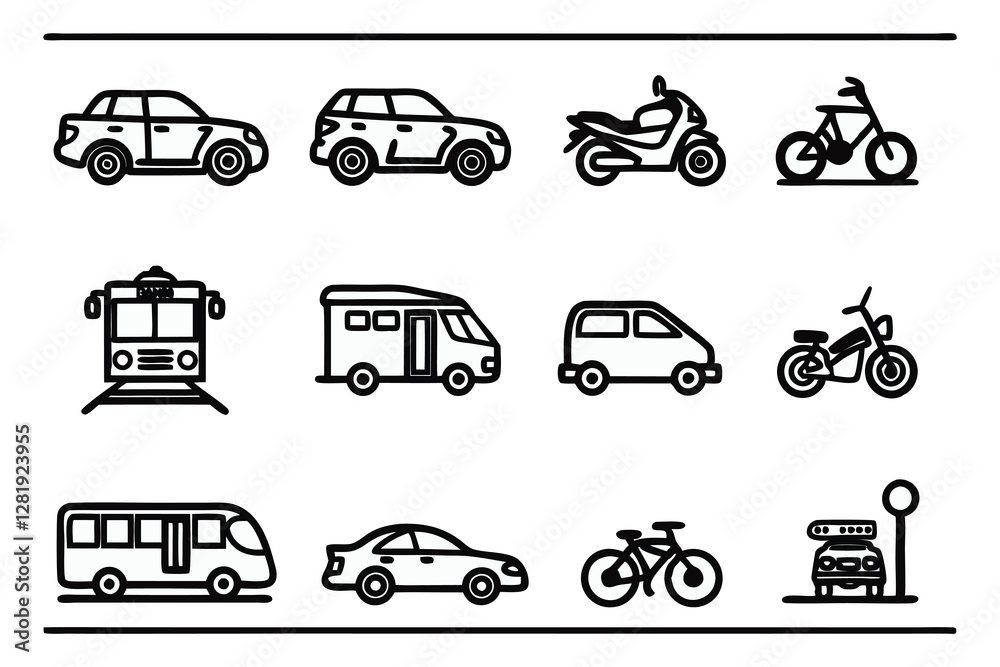 transportation icons set vector transportation icons set vector