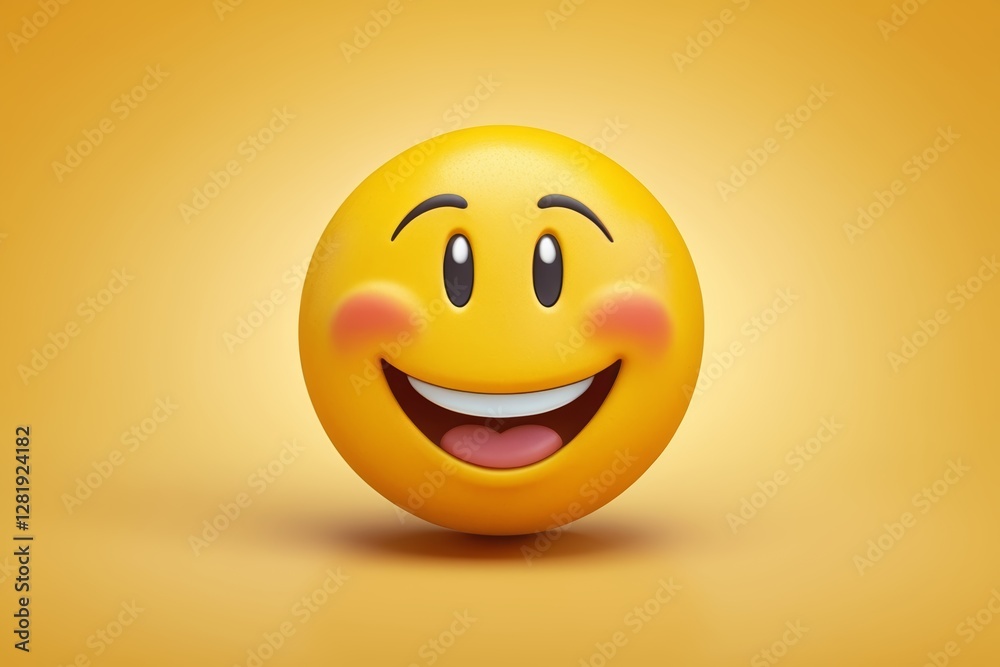 Fototapeta premium yellow smiley face with open mouth and wide open mouth