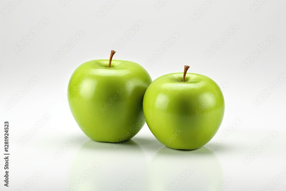 there are two green apples sitting next to each other on a white surface there are two green apples sitting next to each other on a white surface
