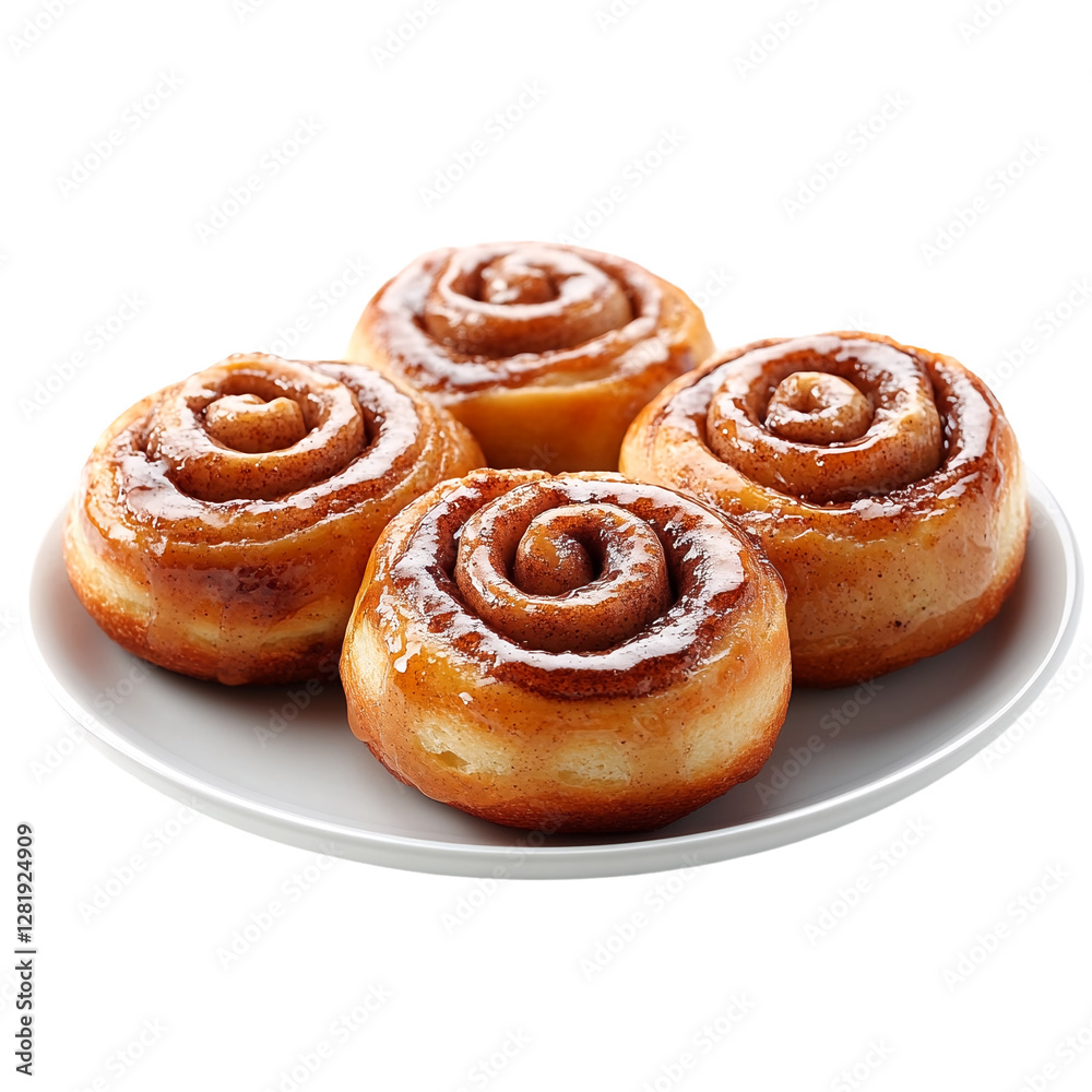 Fototapeta premium Cinnamon Buns with Icing Glaze on Top.