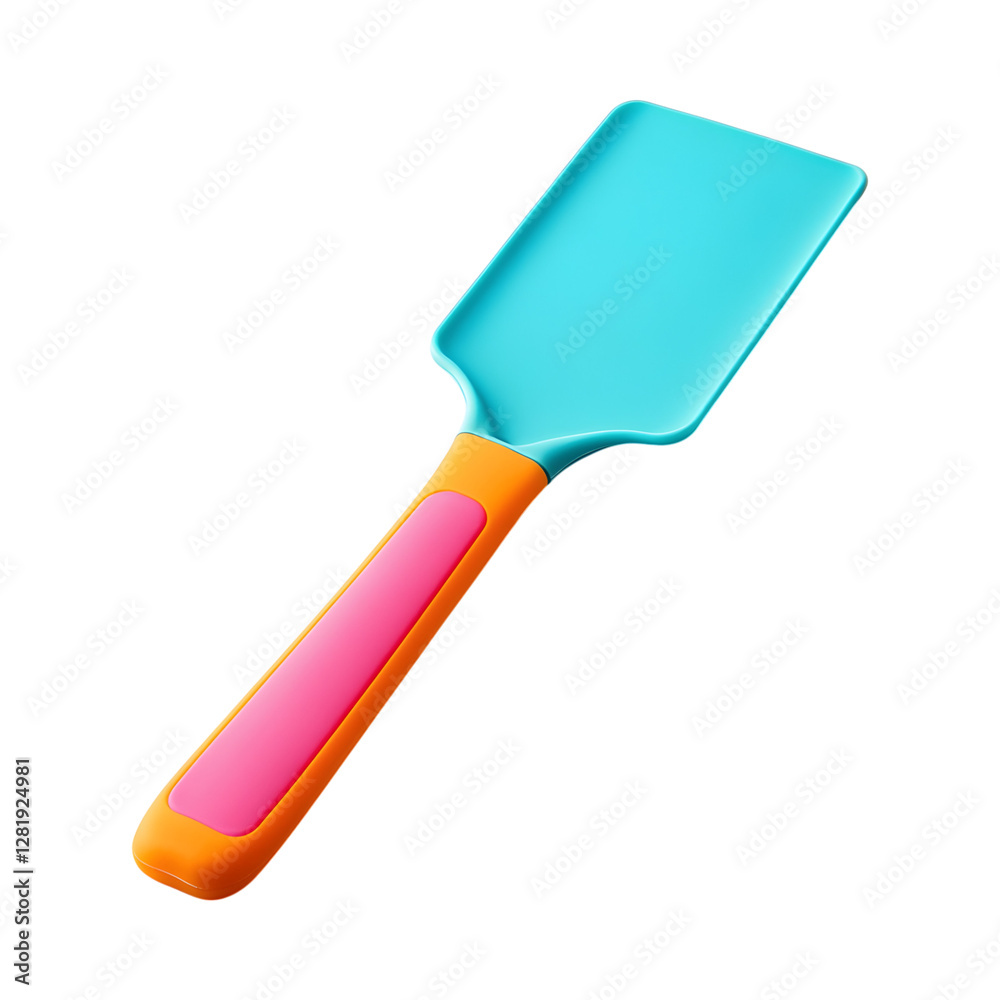 Vibrant Silicone Baking Scraper with Blue and Orange Spatula and Pink Handle Isolated on Transparent Background Vibrant Silicone Baking Scraper with Blue and Orange Spatula and Pink Handle Isolated on Transparent Background