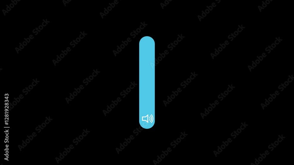 sound Volume up down Slider Bar animation,Sound volume level control up and down button.speaker Sound setting Control Panel with black background.