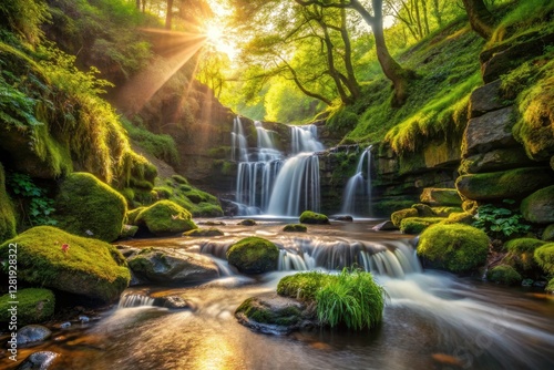 Yorkshire Dales Tiny Waterfall Photography: Candid Shot,  Hidden Gem,  Nature Scene, UK Landscape