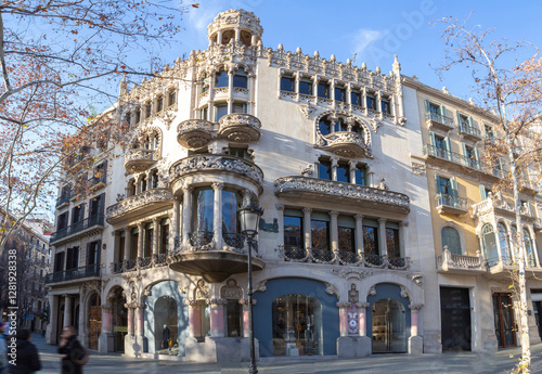 Stunning facade of the Lleó Morera house located in Barcelona, ​​Spain