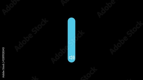 sound Volume up down Slider Bar animation,Sound volume level control up and down button.speaker Sound setting Control Panel with black background.