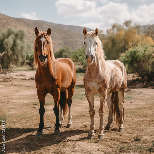 romantic two horses hugging each other image background