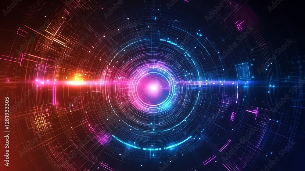 Obraz premium Futuristic abstract background with neon technology