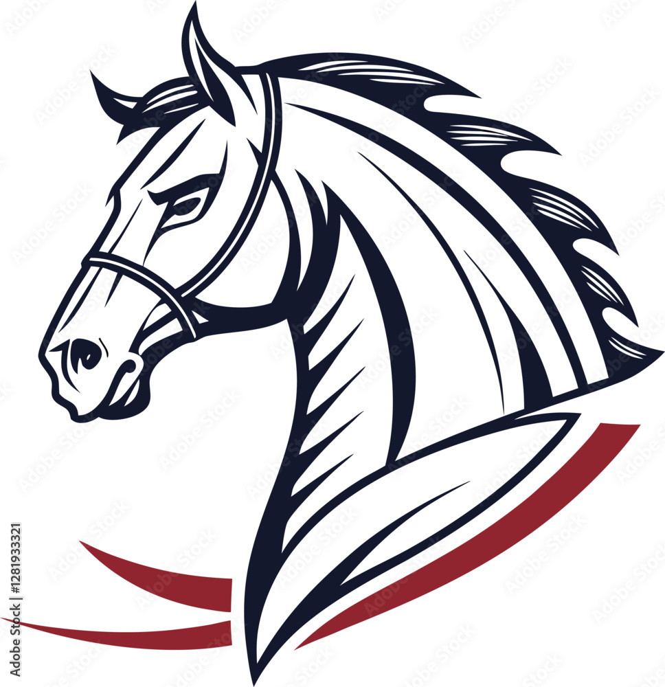 Fototapeta premium angry horse mustang head logo on the white background