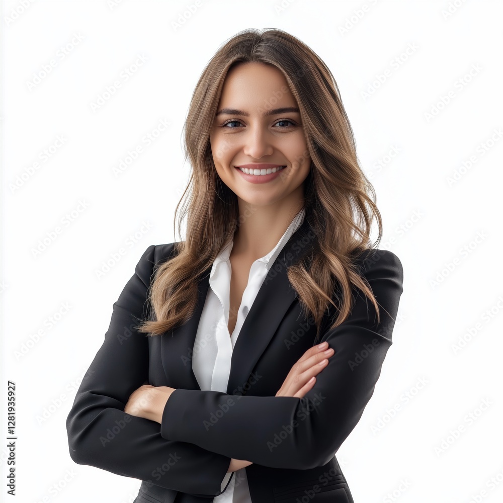 Confident businesswoman with arms crossed, smiling. Confident businesswoman with arms crossed, smiling.