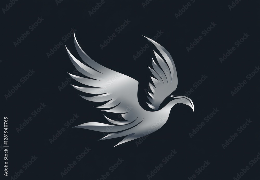 Obraz premium Silver Bird in Flight Majestic Wings Soaring