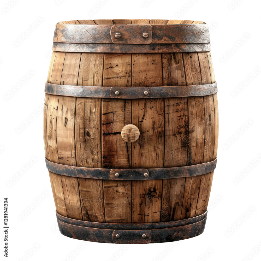 Fototapeta premium Old wooden barrel holding a variety of things