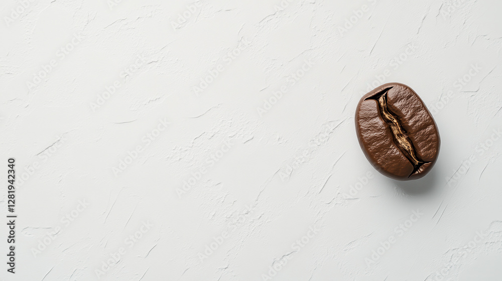 Single Cracked Coffee Bean on Clean White Surface for Coffee Lovers