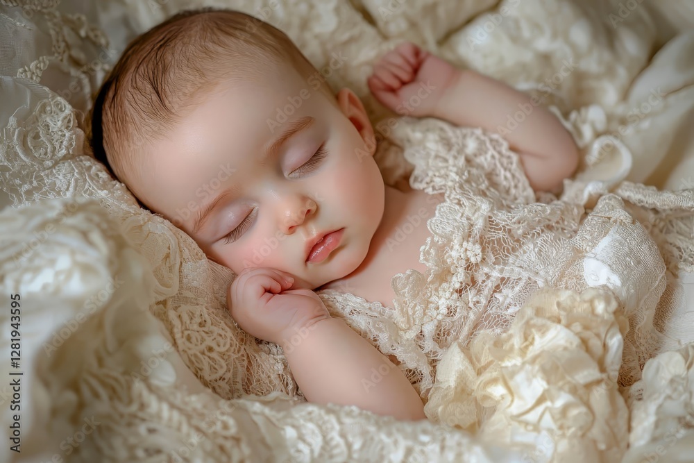 Baby sleeping peacefully in crib, blank area. Baby sleeping peacefully in crib, blank area.
