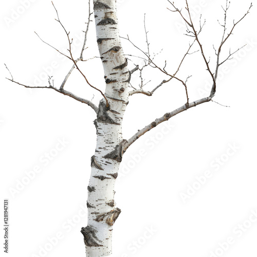 Bare Tree Branches Against White Background