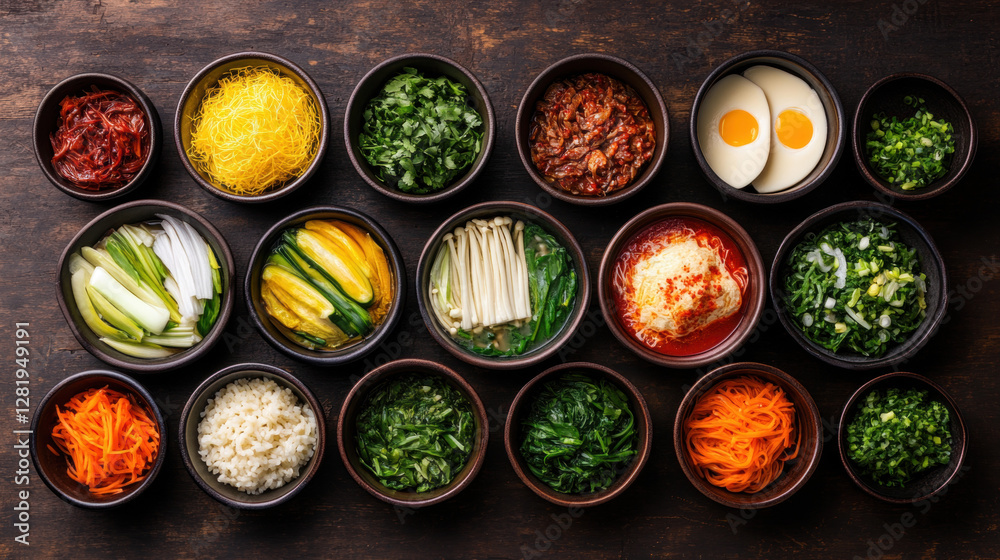 อ Suki Shabu Colorful array of fresh ingredients in bowls, perfect for a vibrant culinary experience. อ Suki Shabu Colorful array of fresh ingredients in bowls, perfect for a vibrant culinary experience.
