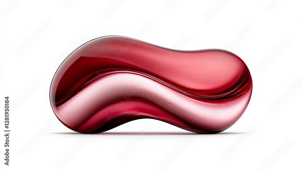 Abstract Red Sculpture with Smooth Curves and Reflective Surface Abstract Red Sculpture with Smooth Curves and Reflective Surface