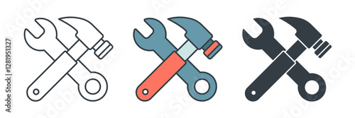 Hammer and Wrench icon symbol vector illustration isolated on white background
