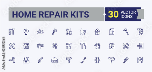Home Repair Kits simple icon. Pack of screw, paint, build, saw, work and more. UI icon set in a flat design. Editable vector outline and solid icons.