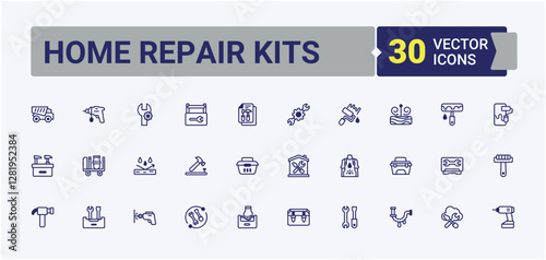 Home Repair Kits simple icon. Pack of screw, paint, build, saw, work and more. UI icon set in a flat design. Editable vector outline and solid icons.