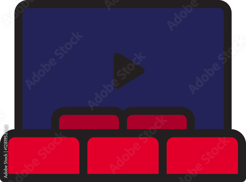 Cinema Hall Filled Line Icon