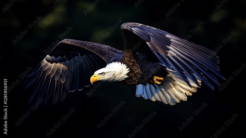 Obraz premium Majestic Bald Eagle in Flight: A Stunning Wildlife Photography