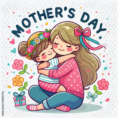A mother's day hug stock illustration