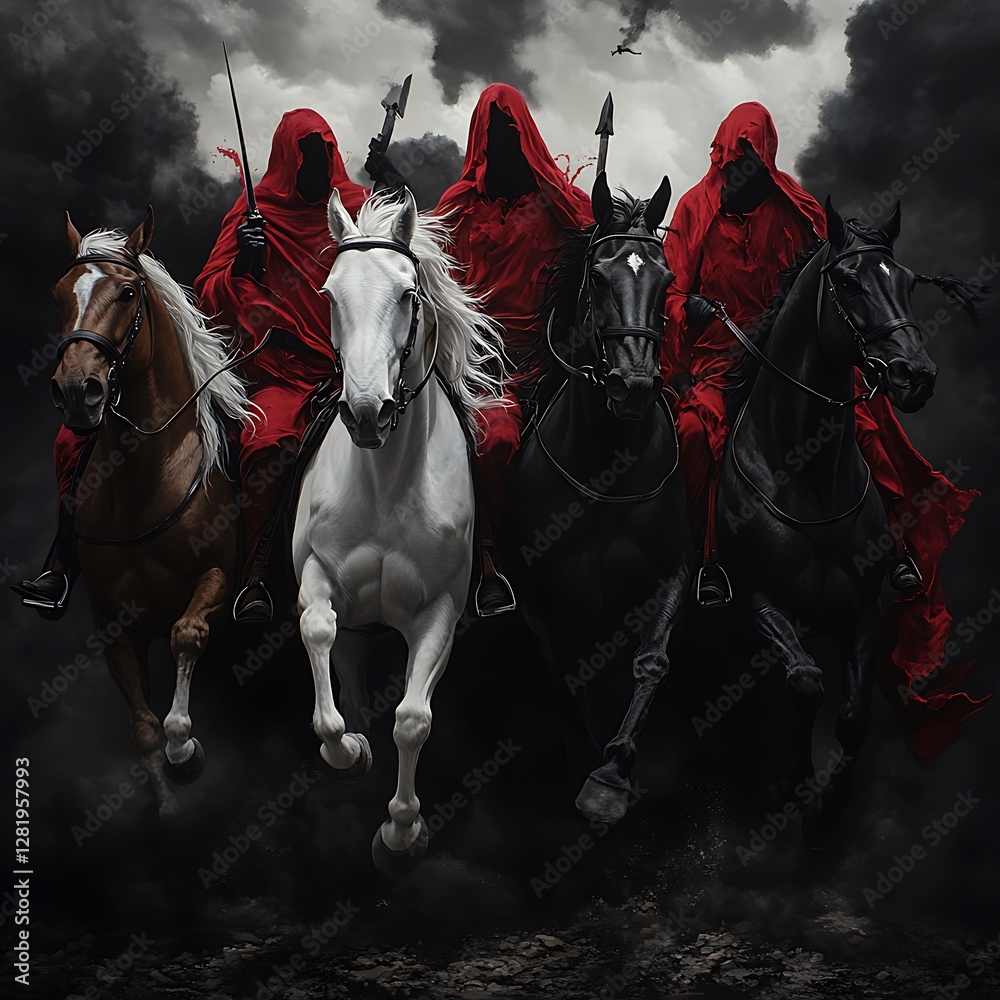 Fototapeta premium Apocalyptic horsemen on a mission of reckoning image