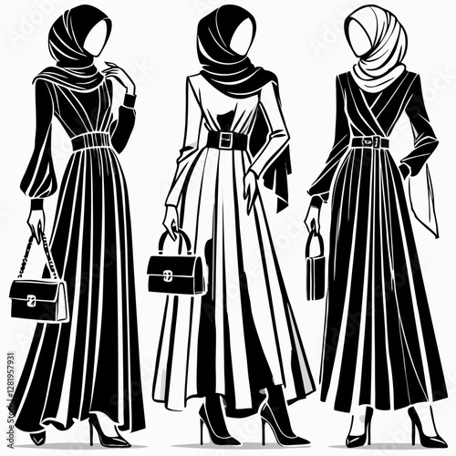 hijab style silhouette illustration vector
