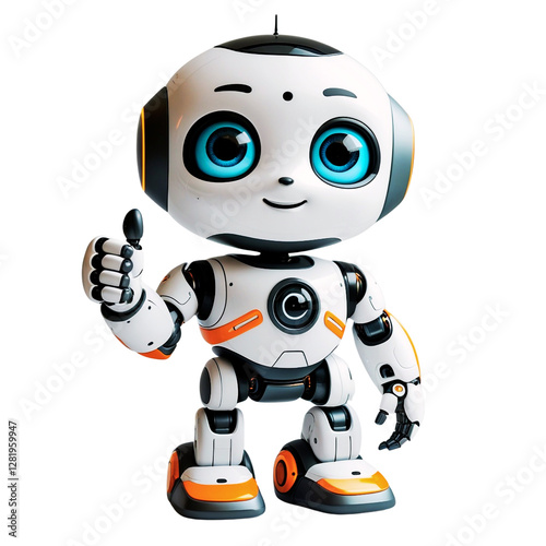 A Cute Mini Robot On White Background