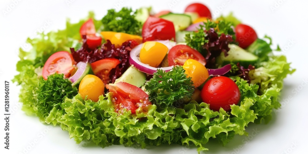 Vibrant, healthy salad with a variety of veggies and fruit. Vibrant, healthy salad with a variety of veggies and fruit.