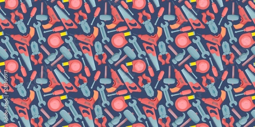 carpentry seamless pattern.  fabric, textile, wallpaper and template design concept. carpentry, woodworking, and tools themes
