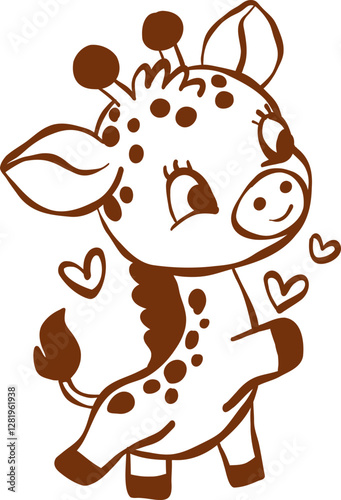 funny giraffe cartoon hand-drawn