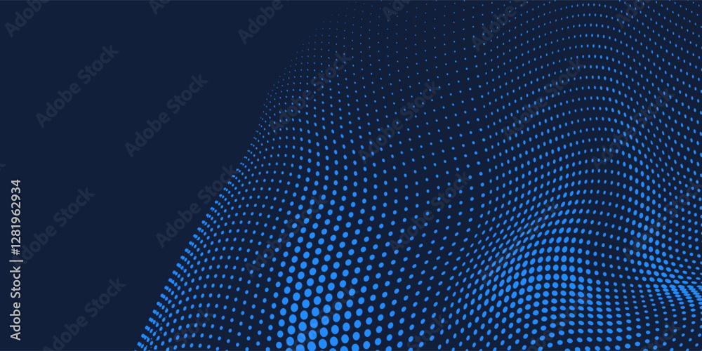 Obraz premium Dots halftone blue color pattern gradient texture with technology digital background. Dots pop art comics with nature graphic design.