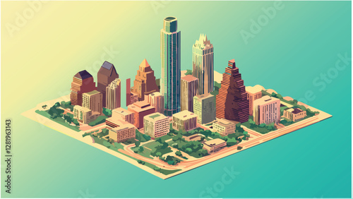 Austin's Modern Skyline in 3D.eps