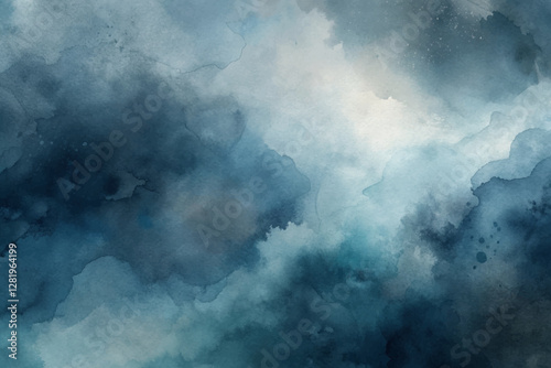 The sky is dark and cloudy, with a few white clouds scattered throughout. The water appears to be choppy and rough, with waves crashing against the shore. Scene is one of turbulence and unrest