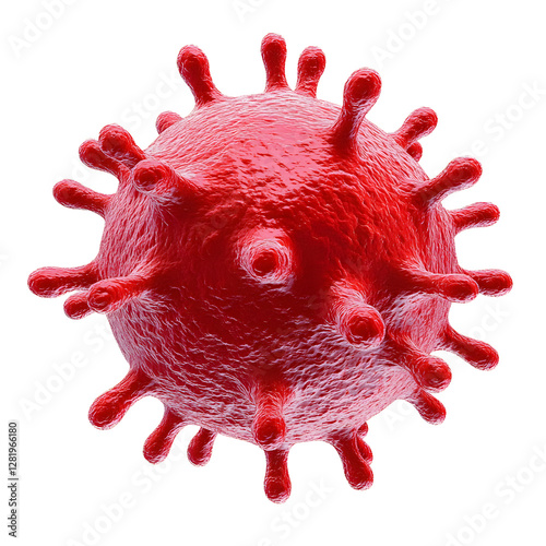 Red cancer cell isolated on white background