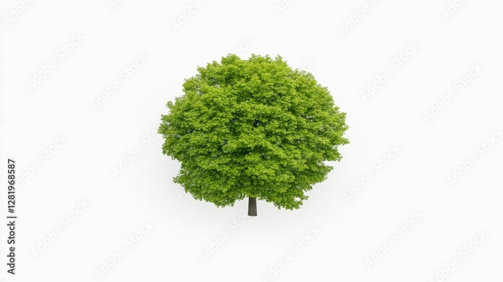 Lush Green Tree with Dense Foliage on a White Background Lush Green Tree with Dense Foliage on a White Background