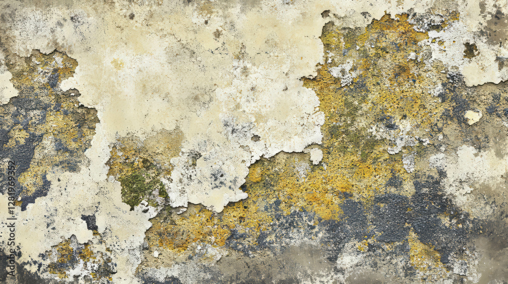 Fototapeta premium Weathered stone texture with moss and peeling surface for rustic design