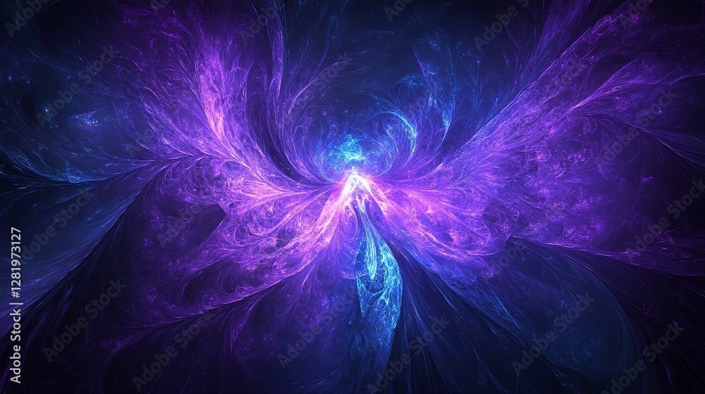 Obraz premium Neon purple and blue abstract background, softly glowing with a futuristic and dynamic feel