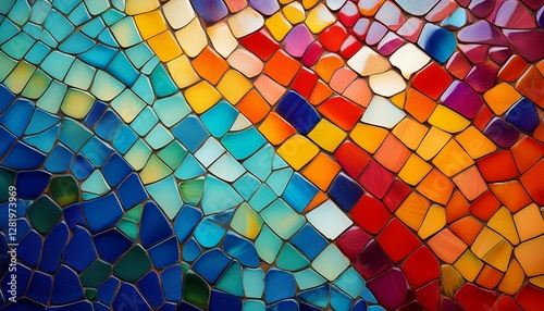 colorful mosaic background spanish trencadis broken tiles texture © Joseph