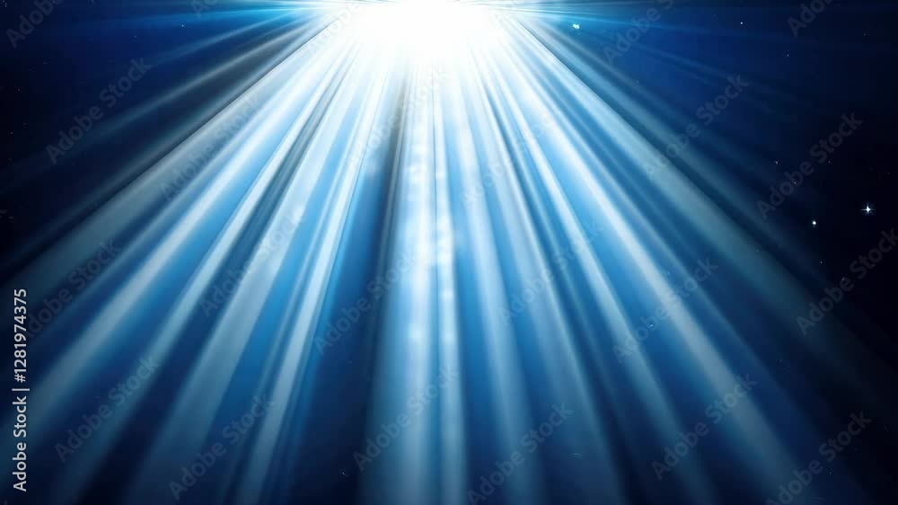Bright light rays shining from above on dark blue starry background, ideal for digital backgrounds Bright light rays shining from above on dark blue starry background, ideal for digital backgrounds