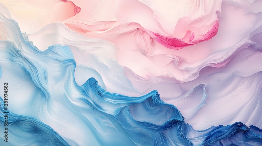 Pastel abstract gradient with soft pink and blue hues, gently blending with blurred edges, creating a dreamy and peaceful atmosphere