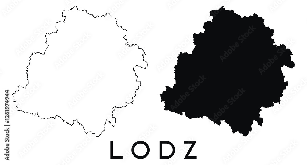 Fototapeta premium Lodz city map with black border outline vector