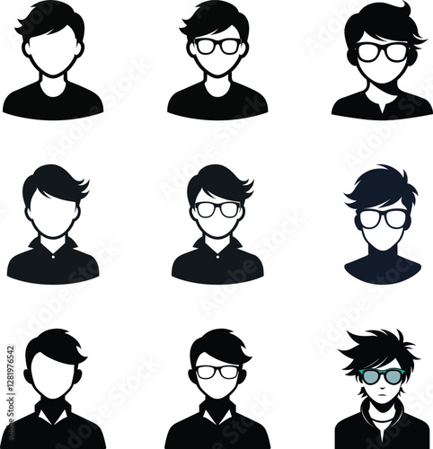 Male Avatar Silhouette Icons – Stylish Vector Profile Pictures Collection