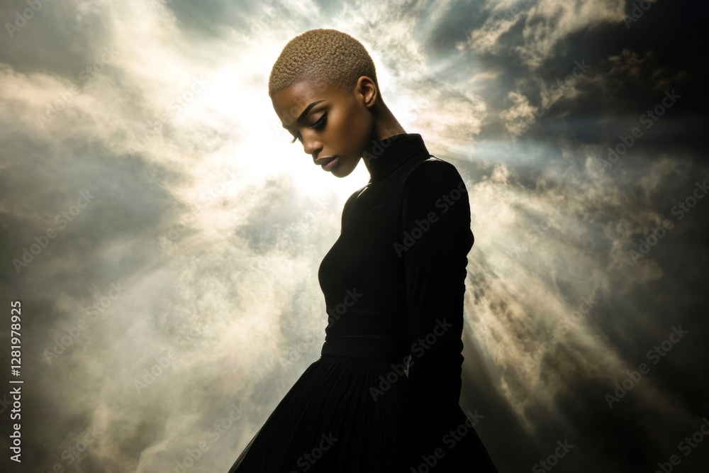 Short haircut - blond hair. Lovely calm black girl - for ads, magazine ad and web use. Commercial promotion concept art creative pattern. Colored hair model. African model trends. Short haircut - blond hair. Lovely calm black girl - for ads, magazine ad and web use. Commercial promotion concept art creative pattern. Colored hair model. African model trends.
