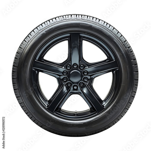 1 car tire side view isolated on transparent background