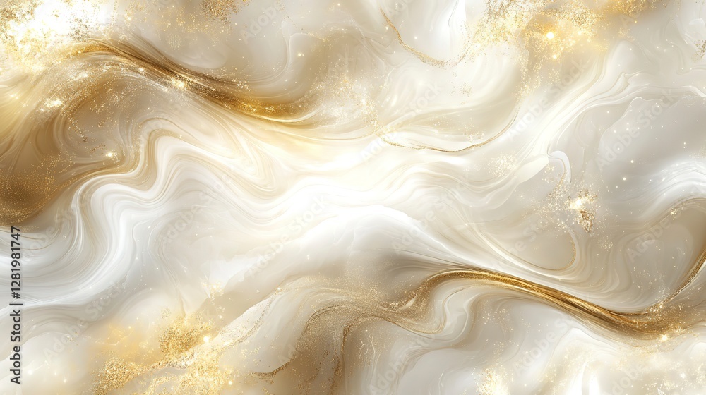 Fototapeta premium Soft flowing wave pattern with smooth golden and white hues, glowing and luxurious, creating an elegant and serene effect