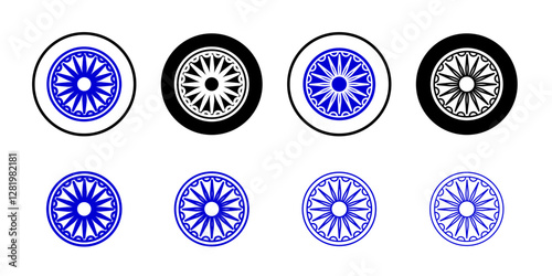 Ashoka Wheel icon flat and simple set design