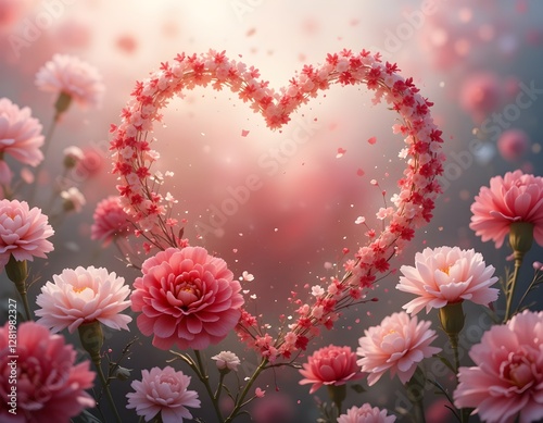 Pink and white heart shaped flowers.